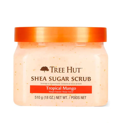 Tree Hut Shea Sugar Scrub Tropical Mango, 18oz, Ultra Hydrating and Exfoliating Scrub for Nourishing Essential Body Care Mango Puree