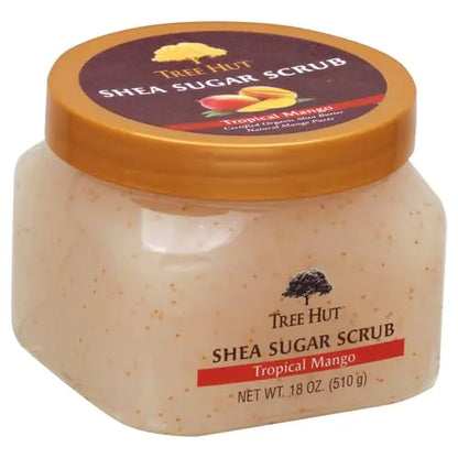 Tree Hut Shea Sugar Scrub Tropical Mango, 18oz, Ultra Hydrating and Exfoliating Scrub for Nourishing Essential Body Care Mango Puree