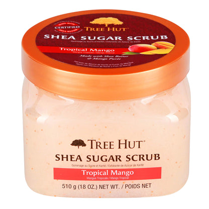 Tree Hut Shea Sugar Scrub Tropical Mango, 18oz, Ultra Hydrating and Exfoliating Scrub for Nourishing Essential Body Care Mango Puree